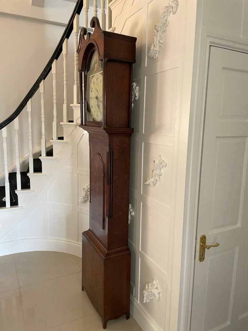 Antique Oak and Mahogany Grandfather Clock by W Prior, Skipton - Image 3